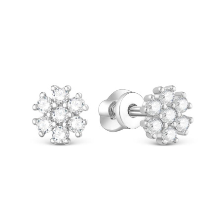 Серьги-пуссеты из серебра с фианитами «Цветок»