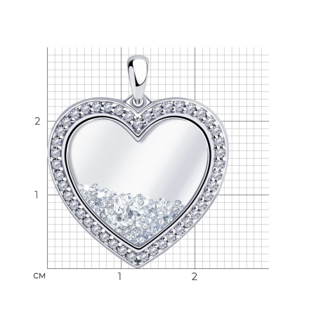 Подвеска из серебра с лейкосапфирами и фианитами «Сердце»