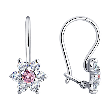 Серьги из серебра с фианитами