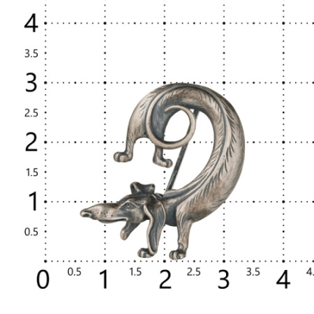 Брошь из серебра «Необыкновенно длинная собака Такса»