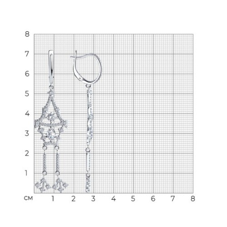 Серьги из серебра с фианитами «Избушка на курьих ножках»