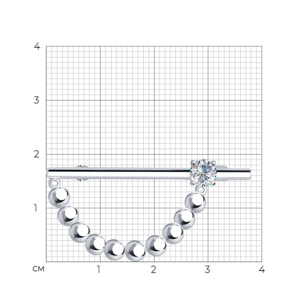 Брошь из серебра с фианитом