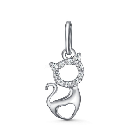 Подвеска из серебра с фианитами «Кошка»