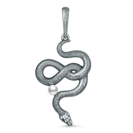 Подвеска из серебра с жемчугом «Змея»