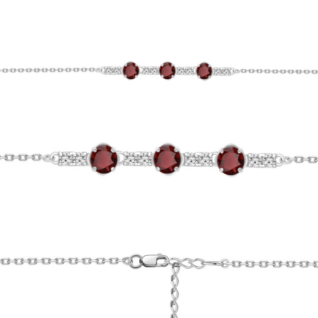 Браслет из серебра с гранатами и фианитами