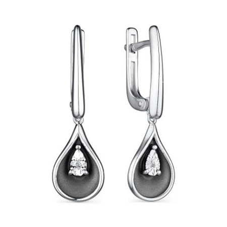 Серьги из серебра с бриллиантом «Капля»