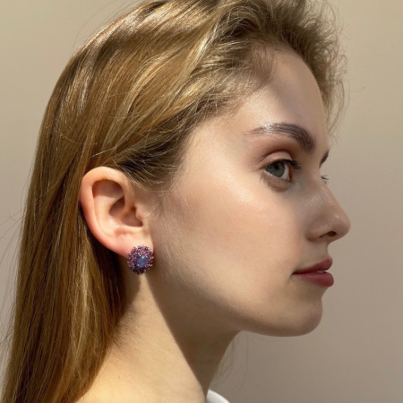 Серьги из серебра с сапфирами и танзанитом