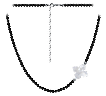 Колье из серебра со шпинелью и перламутром