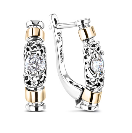 Серьги из серебра с фианитами