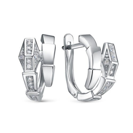 Серьги из серебра с фианитами «Змея»