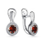 Серебряные серьги с гранатом и фианитами