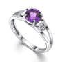 Серебряное кольцо с аметистом и бриллиантом