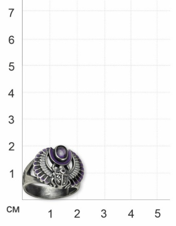 Кольцо из серебра с аметистом и эмалью «Скарабей»