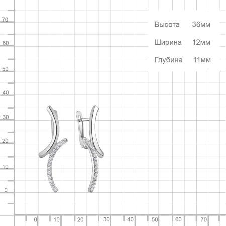 Серьги из серебра с фианитами