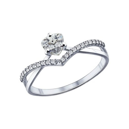 Кольцо из серебра с фианитами