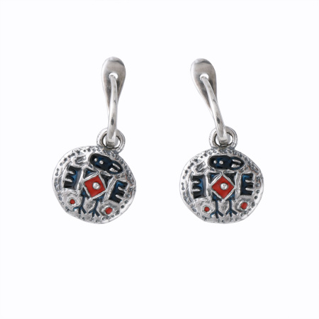 Серебряные серьги с эмалью «Птицы-вороны»