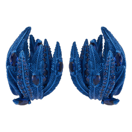 Серьги из серебра и алюминием с нано-сапфирами «Синяя Птица»