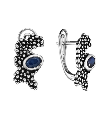 Серьги из серебра «ETHNIKA» с натуральным сапфиром