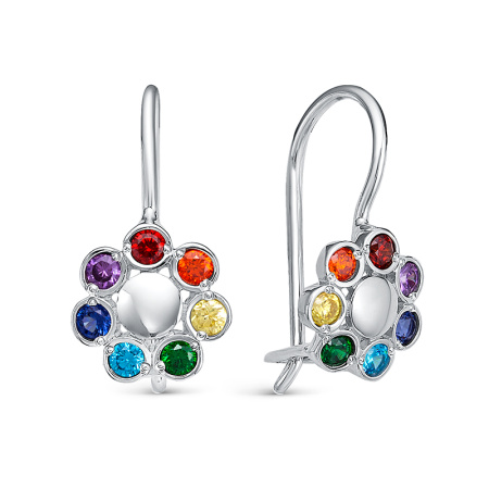 Серебряные серьги с фианитами «Цветик-семицветик»
