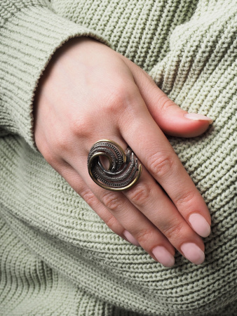 Кольцо из серебра с позолотой «Вихрь»