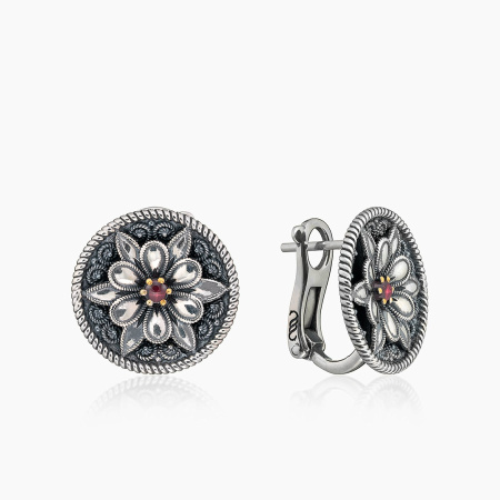 Серьги с гранатом из серебра