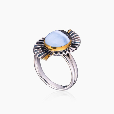 Серебряное кольцо «Агатовый Веер»