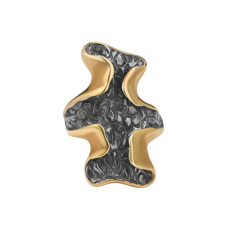 Серебряное кольцо с чернением и позолотой