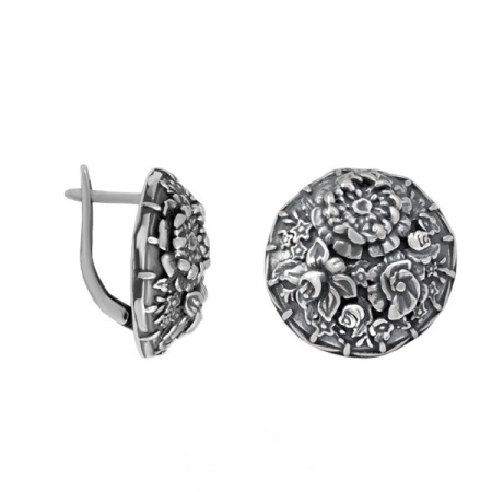 Серебряные серьги «Цветочная корзина»