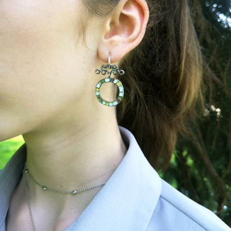 Серьги из серебра с эмалью «Ливелий»