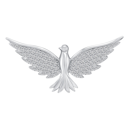 Серебряная подвеска с фианитами «Птица»