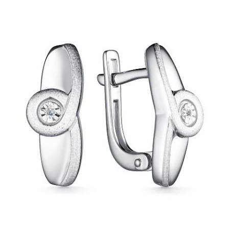 Серебряные серьги с бриллиантом