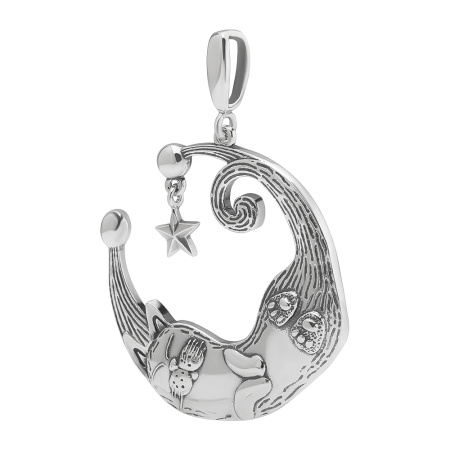 Серебряная подвеска «Кот полумесяц»