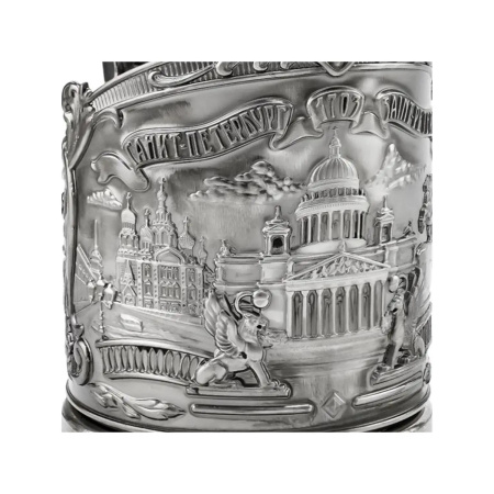 Подстаканник никелированный с чернением «Санкт-Петербург»(Триумфальная)