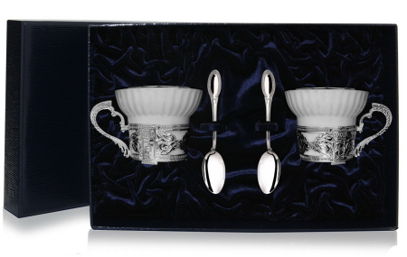 2 чашки чайные «Константин Великий» с ложками