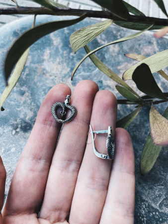 Серьги из серебра «Змея»