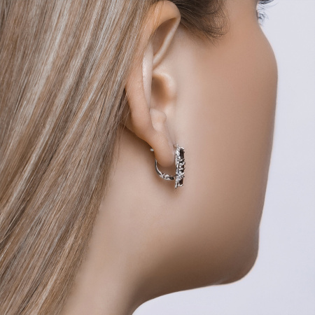 Серьги из серебра с гранатом и фианитами