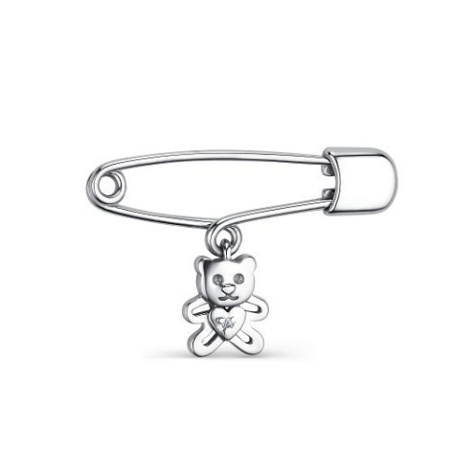 Булавка из серебра с бриллиантом «Мишка»