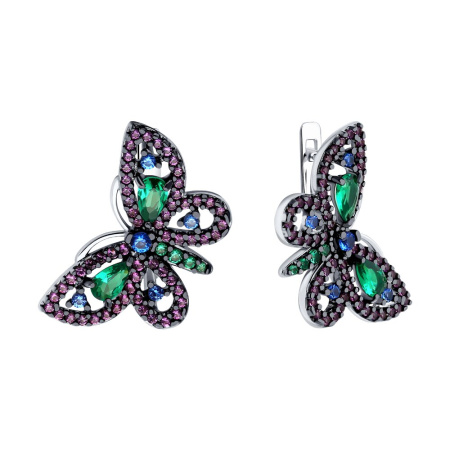 Серьги из серебра с фианитами «Бабочка»
