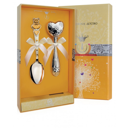 Серебряный набор «Детство» ложка, погремушка