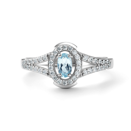 Кольцо из серебра с топазом и фианитами