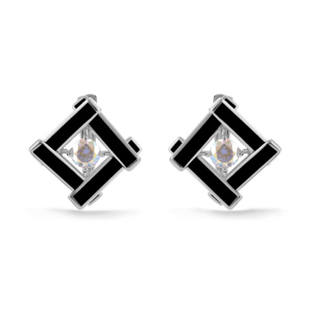 Серебряные серьги с эмалью и фианитами