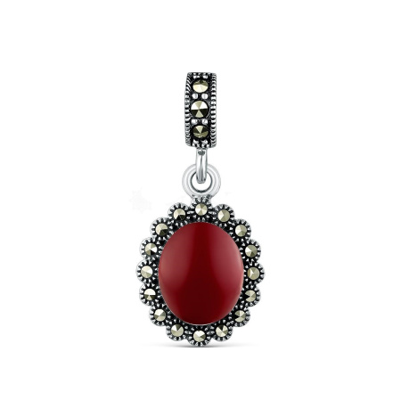 Кулон из серебра с агатом и марказитами