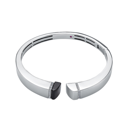 Серебряный браслет с ониксом и фианитами