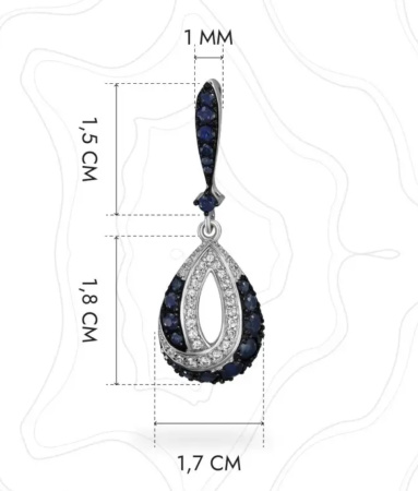 Серебряная подвеска с сапфиром и фианитами