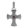 Серебряный крестик с гранатом