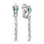 Серьги из серебра с фианитами «Змея»