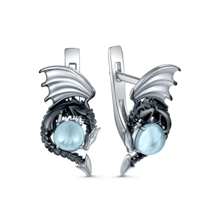 Серьги из серебра с топазом «Драконы»