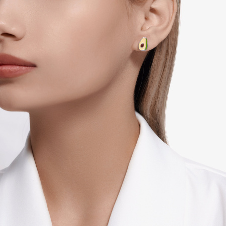 Серебряные серьги с эмалью «Авакадо»