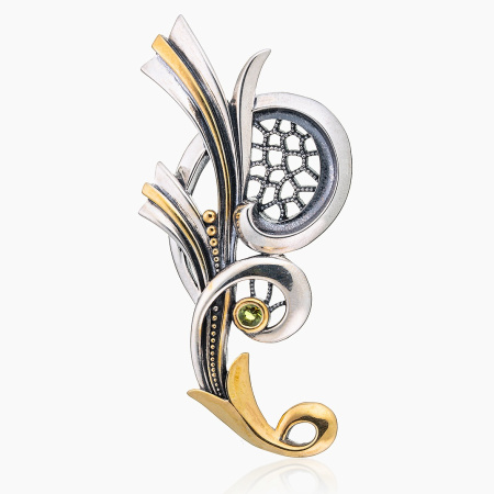 Брошь из серебра с турмалином