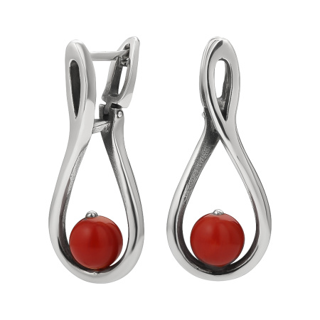 Серьги из серебра с кораллом